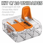 Ficha técnica e caractérísticas do produto Kit com 20 Conector Emenda 3 Fios Mod 221-413