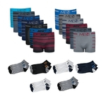 Ficha técnica e caractérísticas do produto Kit Com 12 Cuecas Boxer Sem Costura Men We + 6 Pares de Meia Soquete