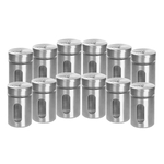 Ficha técnica e caractérísticas do produto Kit Com 12 Porta Tempero Condimentos Potes De Vidro Inox