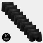 Ficha técnica e caractérísticas do produto Kit Com 10 Cuecas Boxer Cotton Confort Masculina Part.b Preta