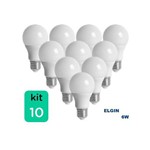 Kit com 10 Lâmpadas LED BULBO 6W ELGIN A55