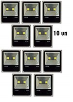 Ficha técnica e caractérísticas do produto KIT COM 10 Refletor Led Holofote 100w Bivolt a Prova D'água Branco Frio