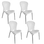 Ficha técnica e caractérísticas do produto Kit com 4 Cadeiras com Pés de Aço Montes Claros Branca - Antares