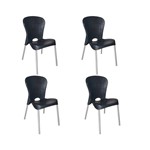 Ficha técnica e caractérísticas do produto Kit com 4 Cadeiras com Pés de Aço Montes Claros Preta - Antares