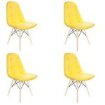 Ficha técnica e caractérísticas do produto Kit Com 4 Cadeiras Eames Botonê Base Eiffel De Madeira Amarela