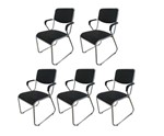 Ficha técnica e caractérísticas do produto Kit com 5 Cadeiras Interlocutor Empilhável com Braço Pelegrin em Couro PU Preta Pel-1118