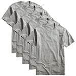 Ficha técnica e caractérísticas do produto Kit com 5 Camisetas Básicas Masculina Algodão T-Shirt Tee, Cinza, G