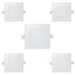 Ficha técnica e caractérísticas do produto Kit com 5 Peças - Luminária Plafon Led Branco Frio Quadrado Embutir - Slim - 6w - 6500k