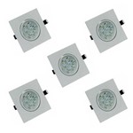 Ficha técnica e caractérísticas do produto Kit com 5 Peças - Spot Quadrado Branco Frio Led Direcionável para Teto Sanca e Gesso - Branco 7w