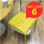 Kit com 6 Almofadas Futon Assento para Cadeira - Mostarda