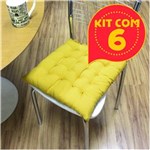 Ficha técnica e caractérísticas do produto Kit com 6 Almofadas Futon Assento para Cadeira - Mostarda