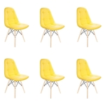 Ficha técnica e caractérísticas do produto Kit Com 6 Cadeiras Eames Botonê Base Eiffel De Madeira Amarela