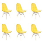 Ficha técnica e caractérísticas do produto Kit com 6 Cadeiras Eames Botonê Base Eiffel de Madeira - Amarelo