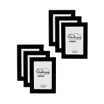 Kit com 6 Porta-Retratos Madeira 10x15cm Preto - Homenjoy