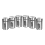 Ficha técnica e caractérísticas do produto Kit Com 6 Porta Tempero Condimentos Potes De Vidro Inox