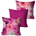 Ficha técnica e caractérísticas do produto Kit com 3 Almofadas Decorativas Rosa Flowers