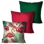 Ficha técnica e caractérísticas do produto Kit com 3 Almofadas Decorativas Verde Flamingo