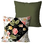 Kit com 2 Almofadas Decorativas Verde Flores