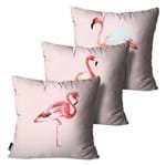 Ficha técnica e caractérísticas do produto Kit com 3 Almofadas Flamingo Rosa