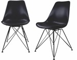 Ficha técnica e caractérísticas do produto Kit com 2 Cadeiras Charles Eames Eiffel Preta Base Metal Pelegrin Pw-075