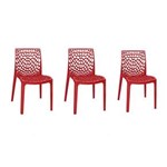 Ficha técnica e caractérísticas do produto Kit com 3 Cadeiras Gruvyer Vermelha