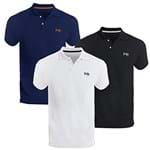 Ficha técnica e caractérísticas do produto Kit com 3 Camisas, Polo Match, Masculino, Preto, G