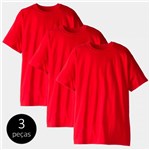 Kit com 3 Camisetas Masculina T-shirt 100 Algodão Vermelha Tee - Part.b