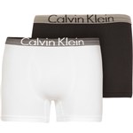 Kit com 2 Cuecas Boxer PKM01 Calvin Klein - Tamanho G - Branco/Preto