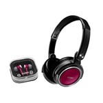 Ficha técnica e caractérísticas do produto Kit com 2 Fones de Ouvido Coby CV215 Headphone Dobrável e Earphone com Encaixe de Silicone Pink