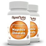 Ficha técnica e caractérísticas do produto Kit com 2 Magnésio Dimalato 600mg 60 Cápsulas da Apisnutri