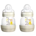 Ficha técnica e caractérísticas do produto Kit Com 2 Mamadeiras MAM First Bottle Autoesterilizáveis 130ml Bege Neutra