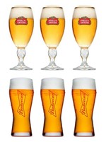 Ficha técnica e caractérísticas do produto Kit com 3 Taças Stella Artois + 3 Copos Budweiser - Ambev