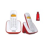 Ficha técnica e caractérísticas do produto Kit com Telefone Sem Fio Ts 3110 + Ramal Intelbras Vermelho