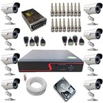 Kit Completo 8 Câmeras de Monitoramento Infravermelho com Gravador Dvr Stand Alone Acesso Nuvem P2P