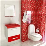 Ficha técnica e caractérísticas do produto Kit Completo Gabinete Vetro 13/40Cm para Banheiro com 3 Pcs- Branco/Vermelho - Tomdo