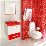 Ficha técnica e caractérísticas do produto Kit Completo para Banheiro 40 Cm com 3 Peças Vetro 13 Branco e Vermelho Tomdo