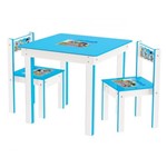 Ficha técnica e caractérísticas do produto Kit Conjunto Mesa Infantil em Madeira + 2 Cadeiras Azul Mesinha Didatica Meninos Junges