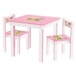 Ficha técnica e caractérísticas do produto Kit Conjunto Mesa Infantil em Madeira+ 2 Cadeiras Rosa Mesinha Didatica Meninas Junges