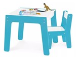 Ficha técnica e caractérísticas do produto Conjunto Mesa + 1 Cadeira Infantil Azul Junges Didática Super Resistente em Madeira MDF 991