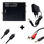 Ficha técnica e caractérísticas do produto Kit Conversor Áudio Digital P/ Rca + Cabo Óptico Toslink 1,5 Mts + Cabo Áudio Rca X P2