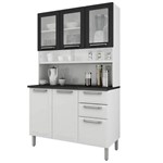 Kit Cozinha I3VG2 120 Regina 6 Portas, 3 com Vidro 2 Gavetas Branco/Preto Itatiaia