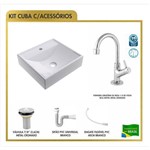 Ficha técnica e caractérísticas do produto Kit Cuba Q39w + Torn.1198 + Valv.7/8'' + Sifão PVC + Flexível-branco