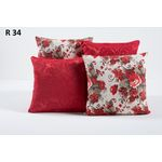 Ficha técnica e caractérísticas do produto Kit de Almofadas Decorativas 4 pçs Floral Vermelho e Tabaco