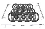 Ficha técnica e caractérísticas do produto Kit de Anilhas Ferro Fundido 40Kg + 02 Barras 40cm + 01 Barra W de 120cm - Sepo - Pesos