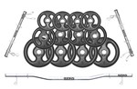 Ficha técnica e caractérísticas do produto Kit de Anilhas Ferro Fundido 40kg + 02 Barras 40cm + 01 Barra W de 120cm