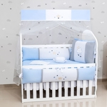 Ficha técnica e caractérísticas do produto Kit de Berco 9 Pecas Baby Nuvem Azul Bebe