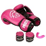 Ficha técnica e caractérísticas do produto Kit de Boxe / Muay Thai 10oz Feminino - Rosa - First - Pretorian