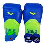 Ficha técnica e caractérísticas do produto Kit de Boxe / Muay Thai 12oz - Azul com Verde - Pro Style - Everlast