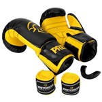 Ficha técnica e caractérísticas do produto Kit de Boxe / Muay Thai 12oz - Preto - First - Pretorian