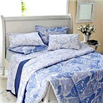 Ficha técnica e caractérísticas do produto Kit de Cama Casal Hana Azul - Casa & Conforto